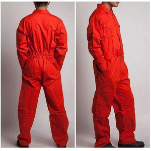 Planet Gates orange red / M Men Work Overalls Long Sleeve Working Coveralls Comfortable Cotton Labor Uniforms Workwear Repairman Auto Repair Plus Size M-4XL