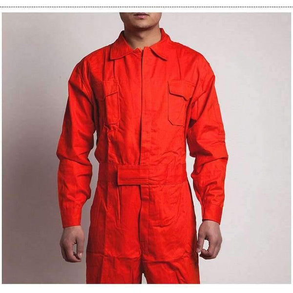 Planet Gates orange red / M Men Work Overalls Long Sleeve Working Coveralls Comfortable Cotton Labor Uniforms Workwear Repairman Auto Repair Plus Size M-4XL
