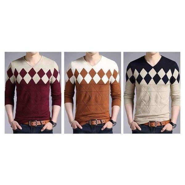 Planet Gates Orange / S COODRONY Кашмирен вълнен пуловер за мъже 2018 есен зима Slim Fit пуловери за мъже Argyle модел V-образно деколте Pull Homme коледни пуловери