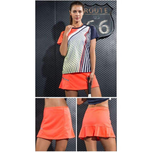Planet Gates Orange / S Tennis Skirt Women High Waist Badminton Skorts Table Tennis Sport Golf Skirts