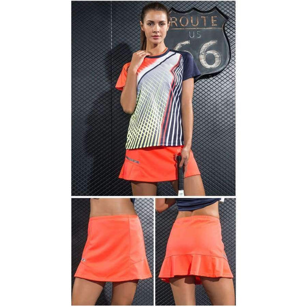 Planet Gates Orange / S Tennis Skirt Women High Waist Badminton Skorts Table Tennis Sport Golf Skirts