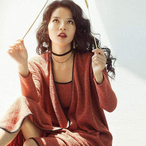 Planet Gates Orange / S Two-piece Suit Dress Brand 2018 New Autumn Winter  Vintage  Knitted  Women sets