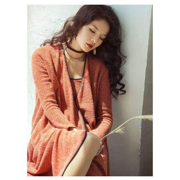 Planet Gates Orange / S Two-piece Suit Dress Brand 2018 New Autumn Winter  Vintage  Knitted  Women sets