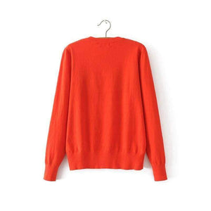 Planet Gates orange / S Women  letter pullover Long Sleeve Sweater hot fashion star top Letter 1970 Knitting Tops