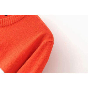 Planet Gates orange / S Women  letter pullover Long Sleeve Sweater hot fashion star top Letter 1970 Knitting Tops