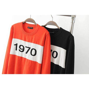 Planet Gates orange / S Women  letter pullover Long Sleeve Sweater hot fashion star top Letter 1970 Knitting Tops