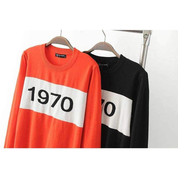 Planet Gates orange / S Women  letter pullover Long Sleeve Sweater hot fashion star top Letter 1970 Knitting Tops