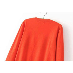 Planet Gates orange / S Women  letter pullover Long Sleeve Sweater hot fashion star top Letter 1970 Knitting Tops