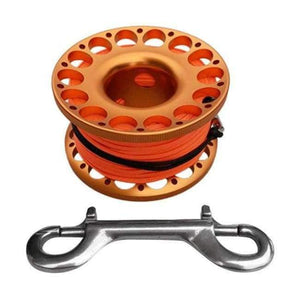 Planet Gates Orange Scuba Diving Dive Swim Aluminum Alloy Finger Reel Spool with 15m Line Bolt Snap Swimming Diving Accessories