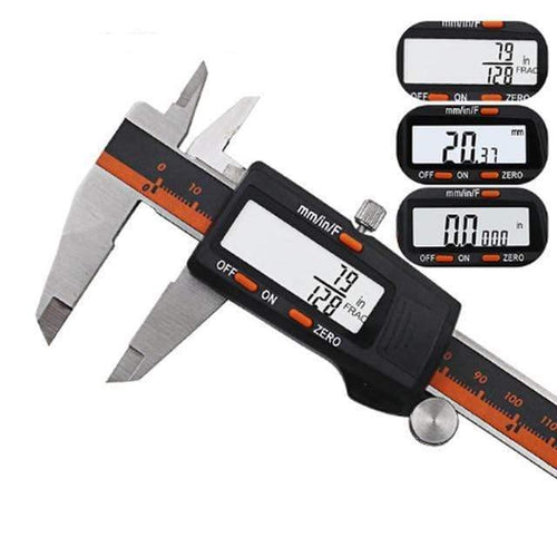 Planet Gates Orange Stainless Steel Digital Caliper 150mm Fraction/mm/inch LCD Display Vernier Caliper High Precision Measuring Instrument Tool