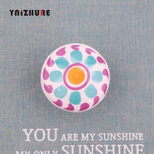 Rural Acme Nordic Style Ceramic Single Cartoon Round  Wardrobe Kitchen Garden Door Handle Modern Cabinet Handle