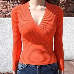 Planet Gates Orange Sweater Winter Knitted Sweater V Neck Cashmere Sweater Female 2018 Women Sweaters And Pullovers Autumn Long Sleeve Sweater Jumper