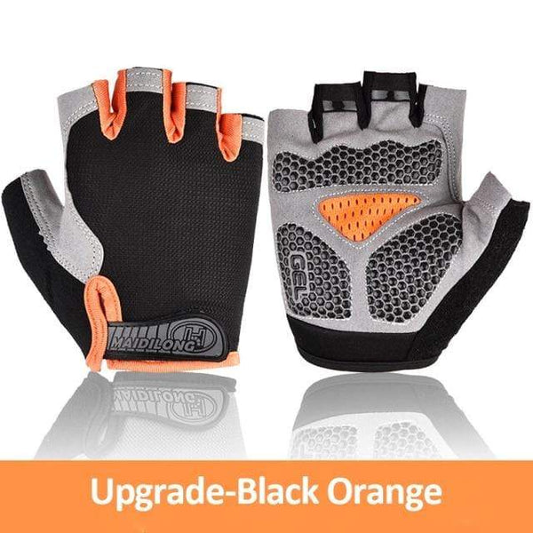 Planet Gates Orange Upgraded / XL Cycling Gloves Anti-slip Anti-sweat Men Women Half Finger Gloves Breathable Anti-shock Sports Gloves MTB Bike Bicycle Glove