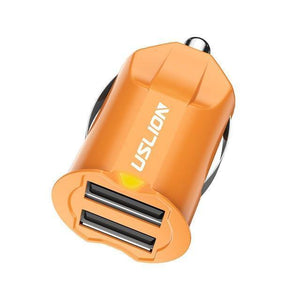 Planet Gates Orange USLION 2.1A Mini USB Car Charger Adapter Car Charger Mobile Phone Dual USB Car-charger Auto Charge 2 port for iPhone Samsung