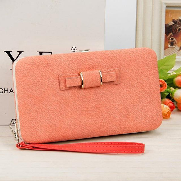 Planet Gates orange Women's Wallet Snap Coin Purse Phone Bag Bow Multi-card Bit Card Holder Purse Women Luxury  Billetera Mujer