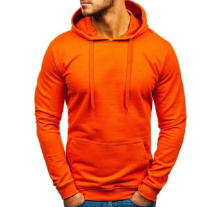 Planet Gates Orange / XL Men's Casual Hoodies Sweatshirts Male black gray Red Hooded Pullovers Solid Color Outerwear Tops 10 Colors M-3XL