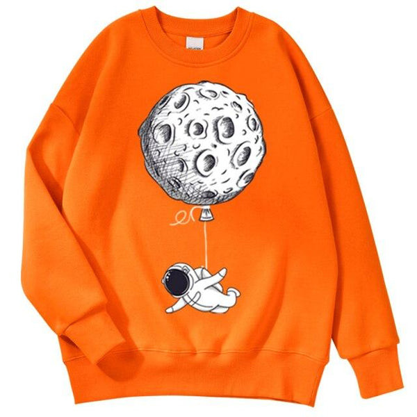 Planet Gates orange / XXL Astronaut Man Hoodie Cartoon Printing Men Sweatshirts Fleeve O-Neck Male Hoodies Punk Trend Sweatshirt For Mens
