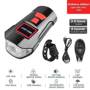 Planet Gates Ordinary Edition Red Waterproof Bicycle Light USB Charging Bike Front Light Flashlight Handlebar Cycling Head Light w/ Horn Speed Meter LCD Screen