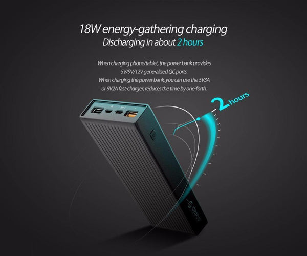 Planet Gates ORICO 10000-20000mAh Powerbank Portable External Battery Ultra Slim USB Mobile Charger Quick Charge Power Bank