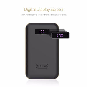 Planet Gates ORICO 12500mAh Type-c Power Bank LCD External Battery Portable Mobile Fast Charger Dual USB Powerbank Universal Black