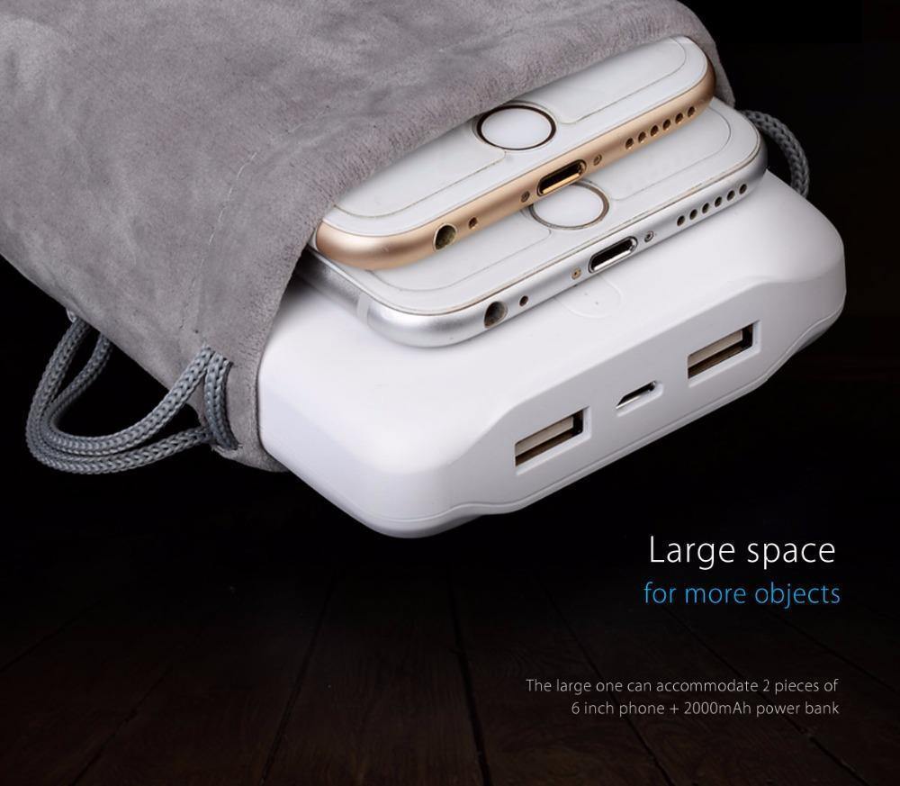 Planet Gates 180x100mm ORICO Phone Storage Velvet Bag Storage for Earphone/USB Charger/USB Cable/Power Bank/Phone and More Gray Color