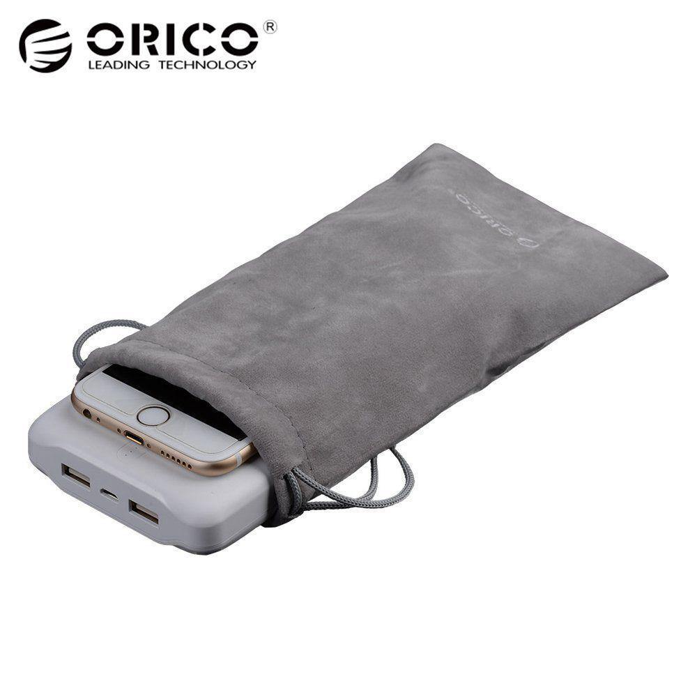 Planet Gates ORICO Phone Storage Velvet Bag Storage for USB Charger/USB Cable/Power Bank/Phone and More Gray Color