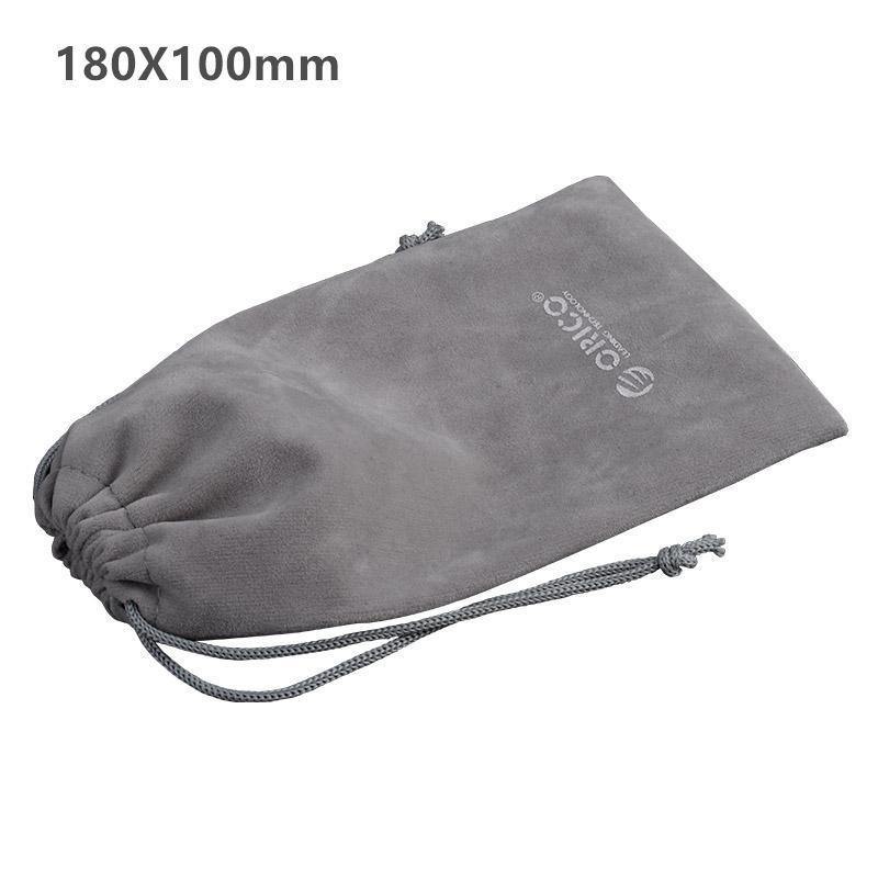 Planet Gates ORICO Phone Storage Velvet Bag Storage for USB Charger/USB Cable/Power Bank/Phone and More Gray Color