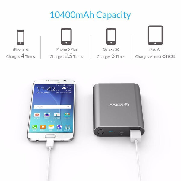 Planet Gates ORICO Q1 QC2.0 Power Bank Aluminum 10400mAh Quick Charger 5V2A / 9V1.8A / 12V1.5A Portable and Universal