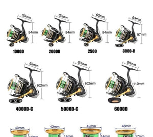 Planet Gates Original EXCELER  LT 2 SPEED 1000 2000 2500 3000 4000 5000 6000 Spinning Fishing Reel High Gear Ratio 5.2:1 5BB LT Body