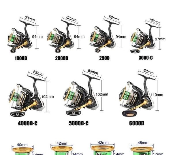 Planet Gates Original EXCELER  LT 2 SPEED 1000 2000 2500 3000 4000 5000 6000 Spinning Fishing Reel High Gear Ratio 5.2:1 5BB LT Body