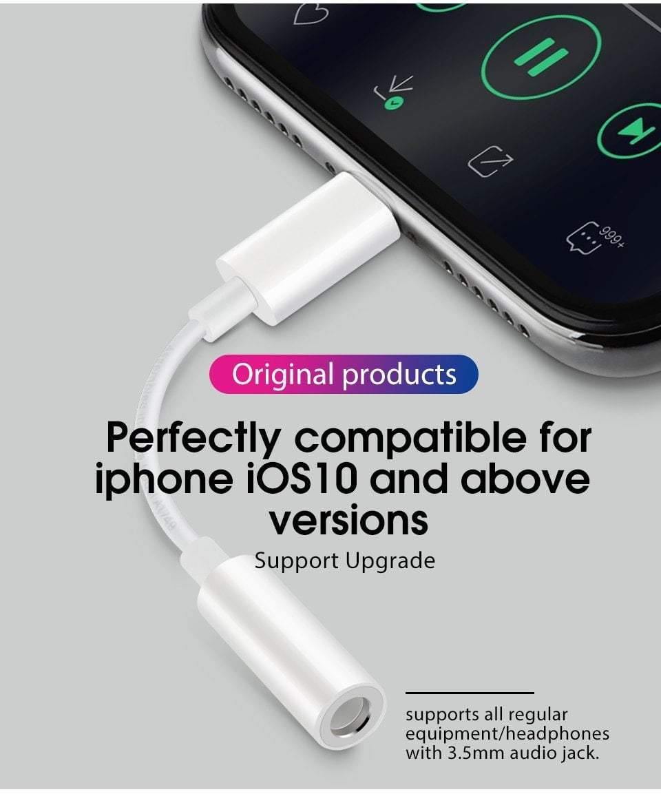 Planet Gates Original for apple lightning headphone jack adapter aux audio converter cable for iPhone xs max xr x 8 7 6s plus 5 ipad ios12 11