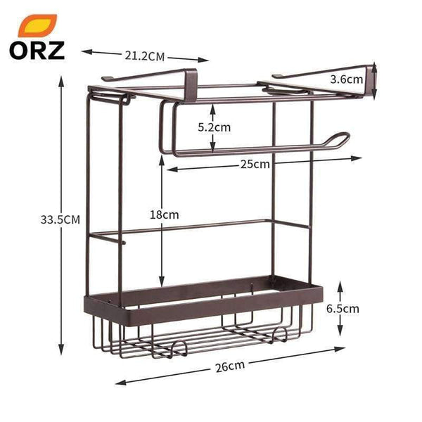 Planet Gates ORZ Kitchen Storage Organizer Paper Holder Towel Hanger Spice Seasoning Storage Rack Cabinet Hanger Hook Kitchen Organizer Shelf