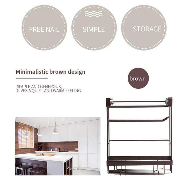 Planet Gates ORZ Kitchen Storage Organizer Paper Holder Towel Hanger Spice Seasoning Storage Rack Cabinet Hanger Hook Kitchen Organizer Shelf