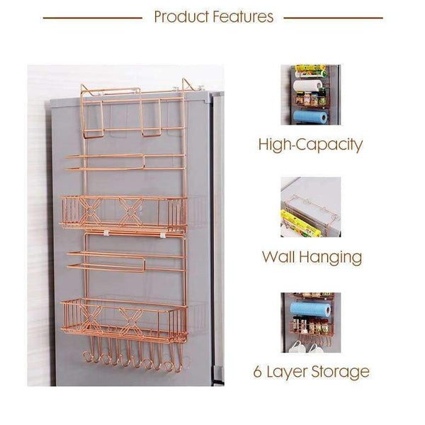 Planet Gates ORZ Refrigerator Broadside Shelf Rack Sidewall Multipurpose Shelf Crack Storage Rack Multi-layer Kitchen Organizer
