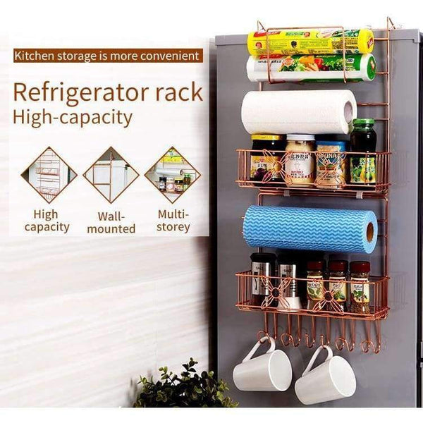 Planet Gates ORZ Refrigerator Broadside Shelf Rack Sidewall Multipurpose Shelf Crack Storage Rack Multi-layer Kitchen Organizer