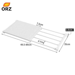 Planet Gates ORZ Retractable Closet Organizer Shelf Adjustable Kitchen Cabinet Storage Holder Cupboard Rack Wardrobe Organizer Bathroom Shelf