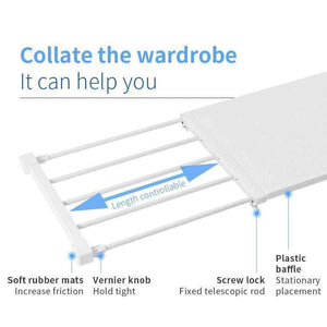 Planet Gates ORZ Retractable Closet Organizer Shelf Adjustable Kitchen Cabinet Storage Holder Cupboard Rack Wardrobe Organizer Bathroom Shelf