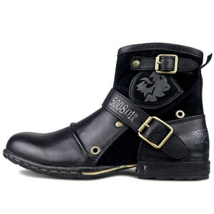 Planet Gates OTTO ZONE Men's Autumn/Winter Martin Boots Genuine Cow Leather High Top Ankle Boots Cotton-Padded Leather Shoes Size EU 39-46