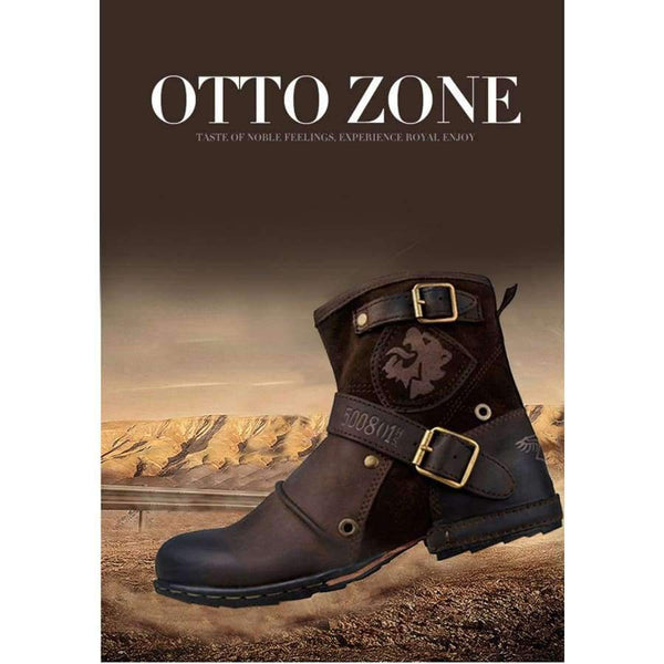 Planet Gates OTTO ZONE Men's Autumn/Winter Martin Boots Genuine Cow Leather High Top Ankle Boots Cotton-Padded Leather Shoes Size EU 39-46