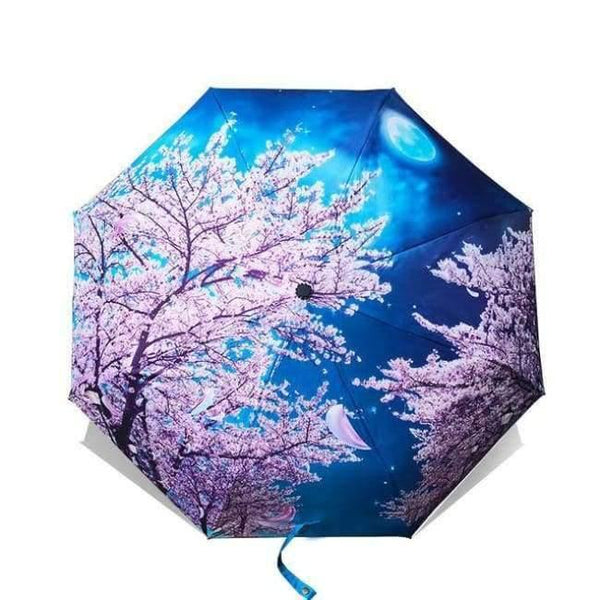Planet Gates OUB03 / China Art Sakura Umbrellas Female Van Gogh Painting Folding Umbrella Rain Women Windproof Anti-UV Sun Parasol YHS03