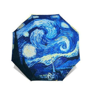 Planet Gates OUB05 / China Art Sakura Umbrellas Female Van Gogh Painting Folding Umbrella Rain Women Windproof Anti-UV Sun Parasol YHS03