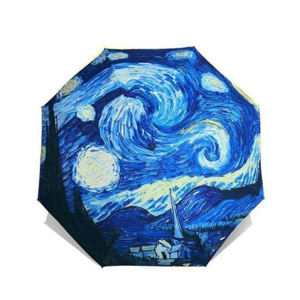 Planet Gates OUB05 / China Art Sakura Umbrellas Female Van Gogh Painting Folding Umbrella Rain Women Windproof Anti-UV Sun Parasol YHS03
