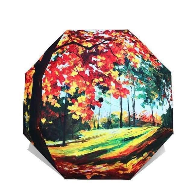 Planet Gates Art Sakura Umbrellas Female Van Gogh Painting Folding Umbrella Rain Women Windproof Anti-UV Sun Parasol YHS03