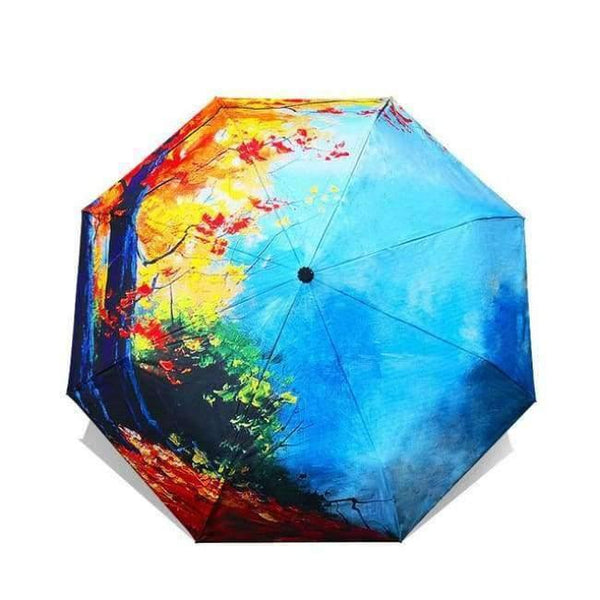 Planet Gates OUB11 / China Art Sakura Umbrellas Female Van Gogh Painting Folding Umbrella Rain Women Windproof Anti-UV Sun Parasol YHS03