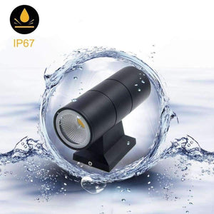 Planet Gates Outdoor Decorative IP65 Waterproof Wall Lamp Up Down Dual-Head Aluminum Cylinder COB LED 6W 10W Porch Lights AC 85-265V