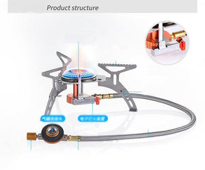 Planet Gates Outdoor Folding One-Piece Copper Stove Cooking Furnace End Split Type Gas Burners Portable Stove Gas Cookers Camping Equipment