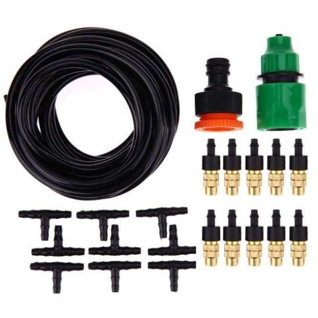 Planet Gates Outdoor Garden Misting Cooling System Fitting 4/7mm Hose 10pcs Nozzles Kit Sprinkler Watering Kits System Garden Supplies