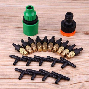 Planet Gates Outdoor Garden Misting Cooling System Fitting 4/7mm Hose 10pcs Nozzles Kit Sprinkler Watering Kits System Garden Supplies
