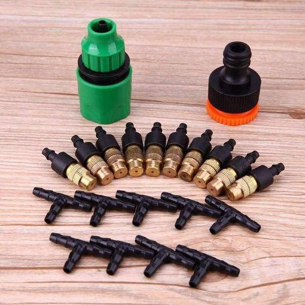 Planet Gates Outdoor Garden Misting Cooling System Fitting 4/7mm Hose 10pcs Nozzles Kit Sprinkler Watering Kits System Garden Supplies