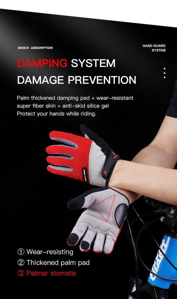 Planet Gates Outdoor Men's Full Finger Cycling Gloves Guantes Ciclismo Road Mountain Bike MTB Gloves Long Finger Bicycle Gloves M L XL